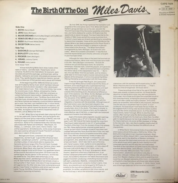 Miles Davis - The Birth Of The Cool 뒷면