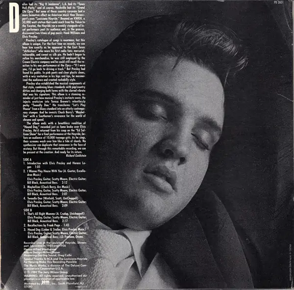 Elvis Presley - The First Live Recordings 뒷면