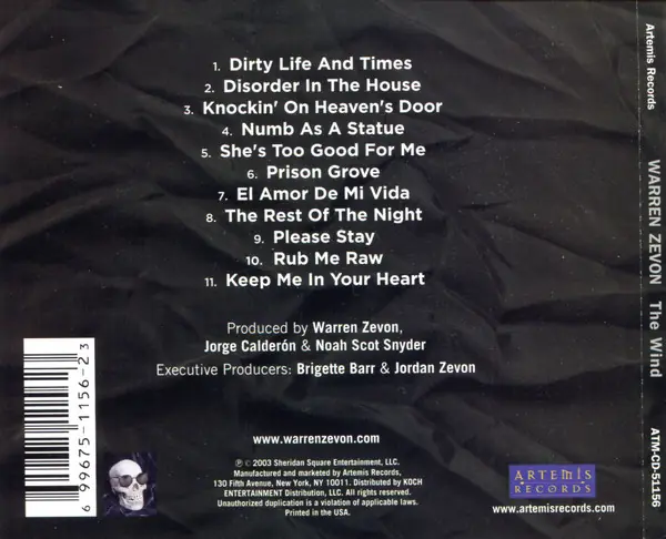 Warren Zevon - The Wind 뒷면