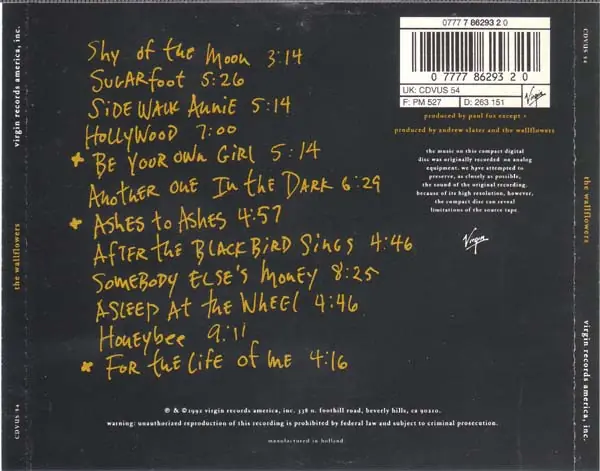 The Wallflowers - The Wallflowers 뒷면