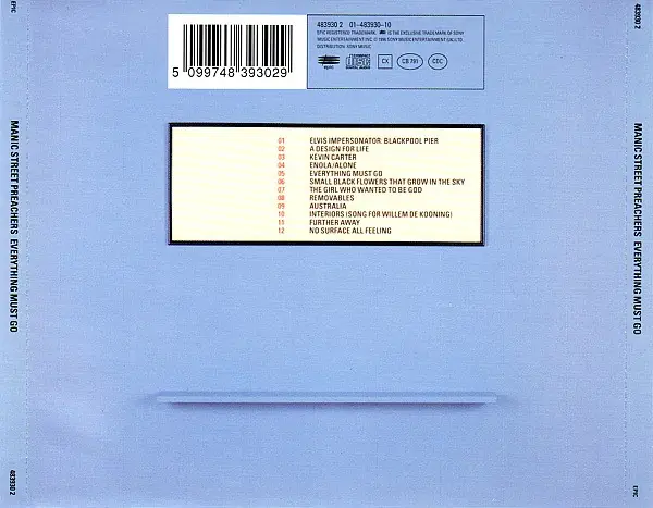 Manic Street Preachers - Everything Must Go 뒷면