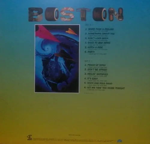 Boston - Greatest Hits 뒷면