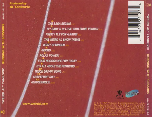 "Weird Al" Yankovic - Running With Scissors 뒷면