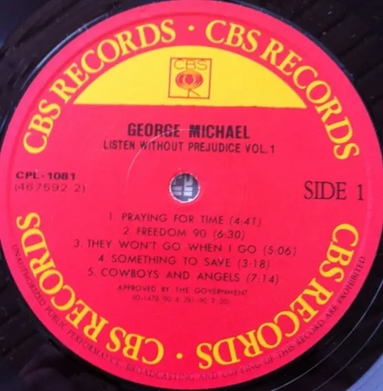 George Michael - Listen Without Prejudice Vol. 1 뒷면