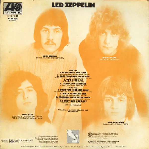 Led Zeppelin - Led Zeppelin 뒷면