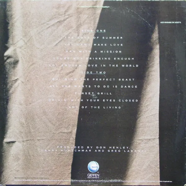 Don Henley - Building The Perfect Beast 뒷면