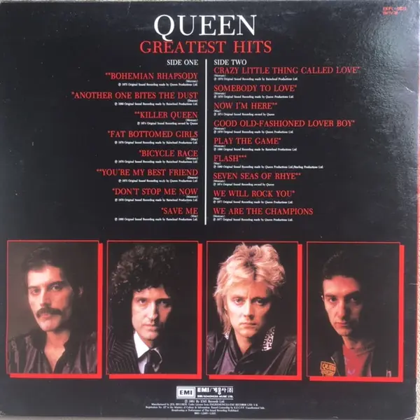 Queen - Greatest Hits 뒷면