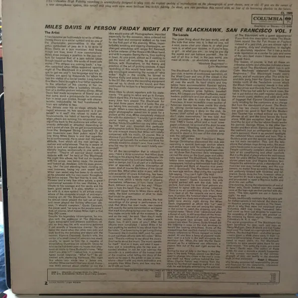 Miles Davis - In Person, Friday Night At The Blackhawk, San Francisco, Volume I 뒷면