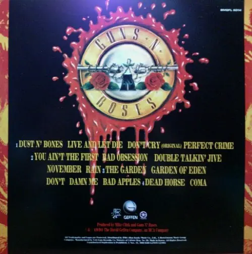 Guns N' Roses - Use Your Illusion I 뒷면