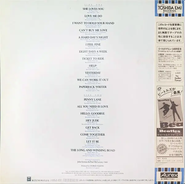 The Beatles - 20 Greatest Hits 뒷면