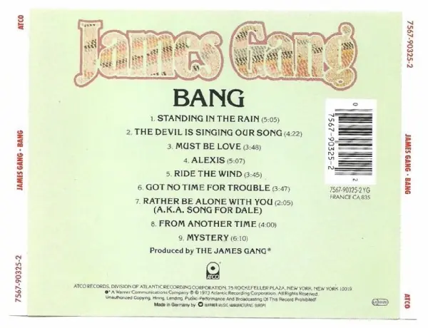 James Gang - James Gang Bang 뒷면