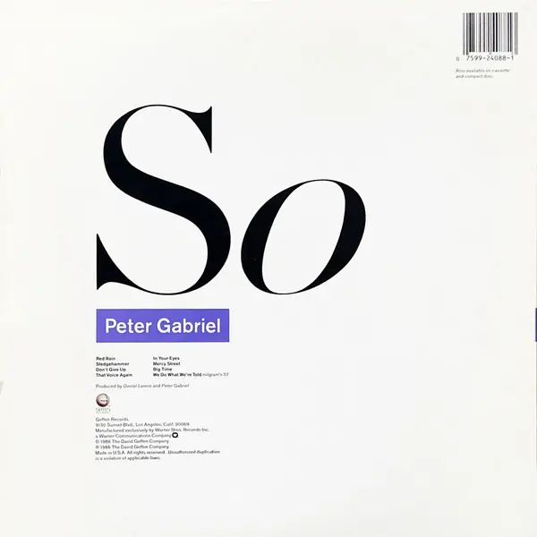 Peter Gabriel - So 뒷면
