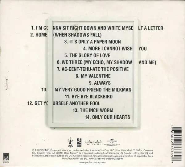 Paul McCartney - Kisses On The Bottom 뒷면