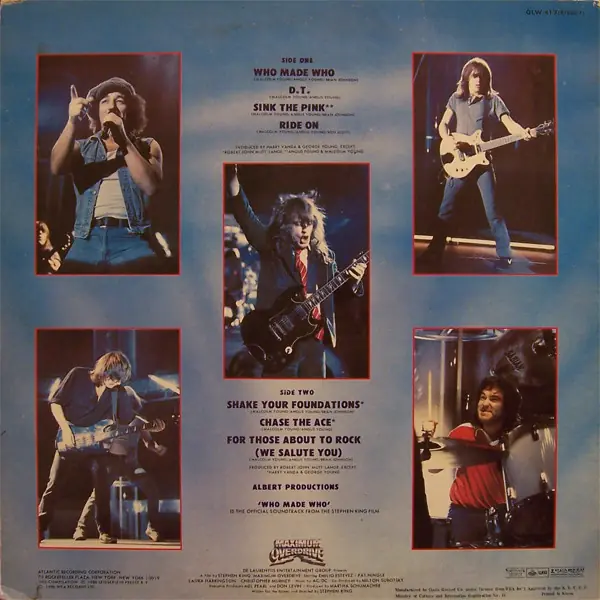 AC/DC - Who Made Who 뒷면