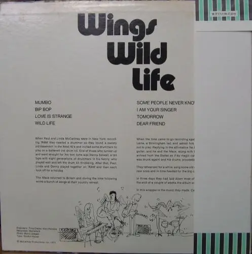 Wings - Wild Life 뒷면
