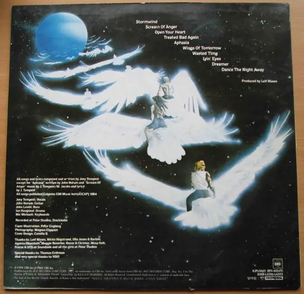 Europe - Wings Of Tomorrow 뒷면