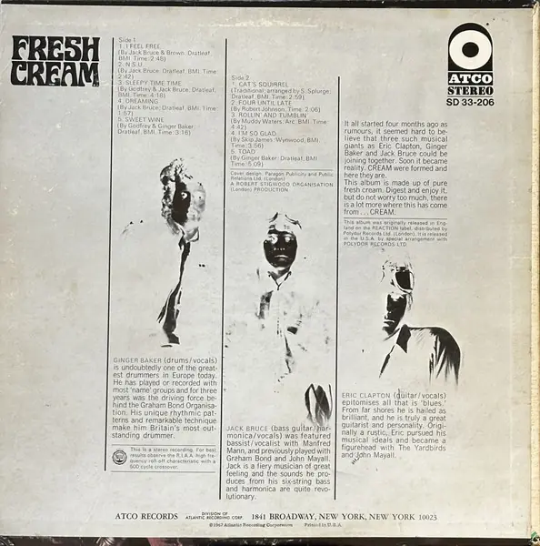 Cream - Fresh Cream 뒷면