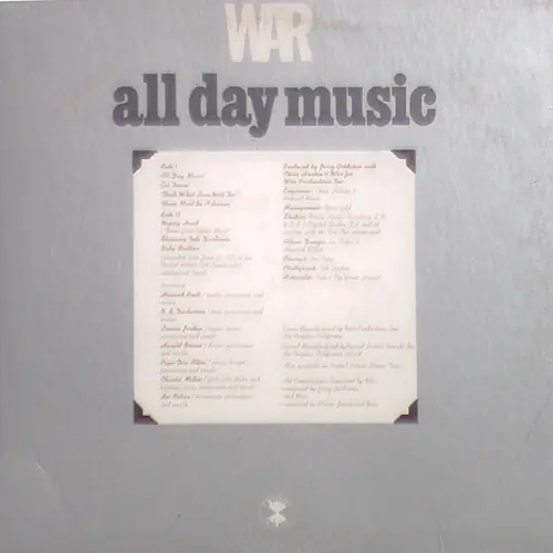 War - All Day Music 뒷면
