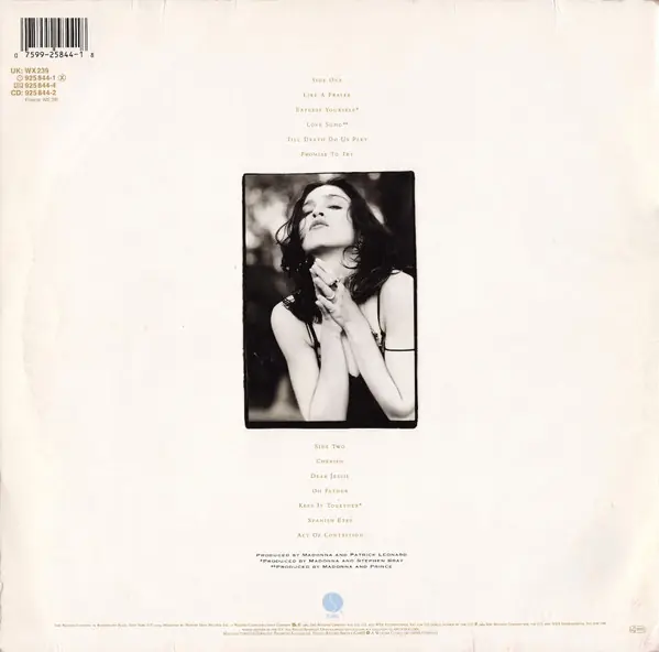 Madonna - Like A Prayer 뒷면