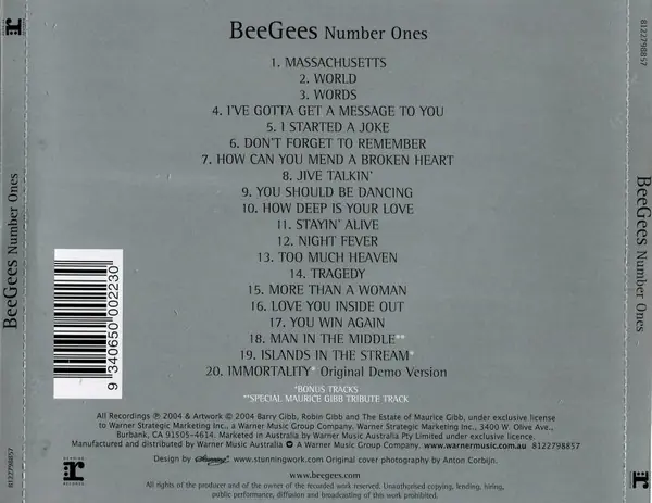 Bee Gees - Number Ones 뒷면