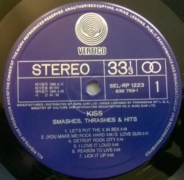 Kiss - Smashes, Thrashes & Hits 뒷면