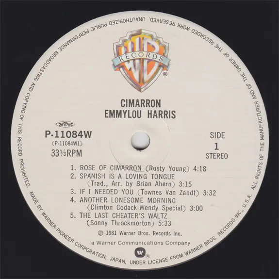 Emmylou Harris - Cimarron 뒷면