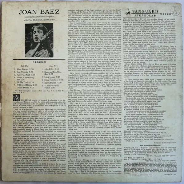 Joan Baez - Joan Baez 뒷면