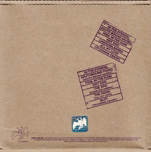Led Zeppelin - In Through The Out Door 뒷면