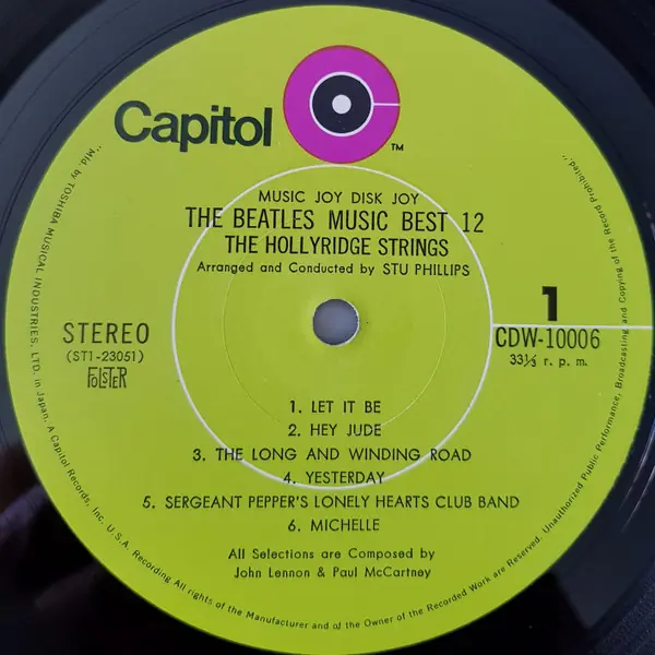 The Hollyridge Strings - The Beatles Music Best 12 뒷면