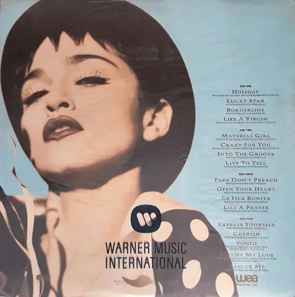 Madonna - The Immaculate Collection 뒷면