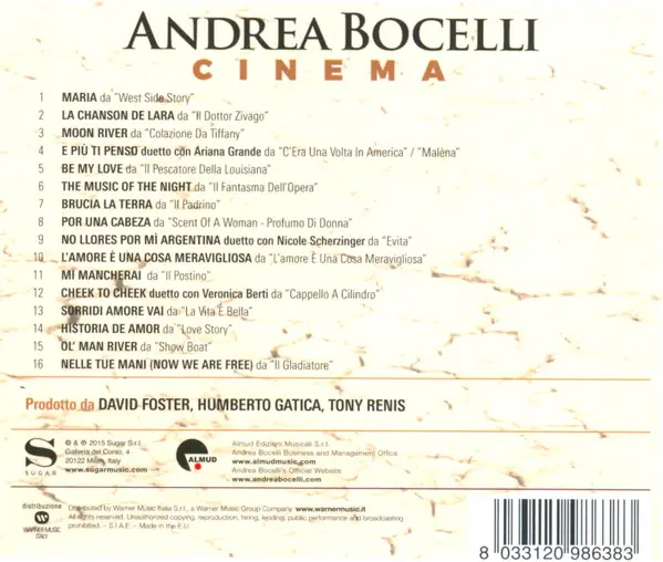 Andrea Bocelli - Cinema 뒷면