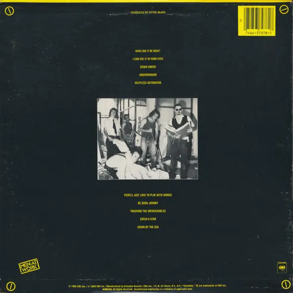Men At Work - Business As Usual 뒷면