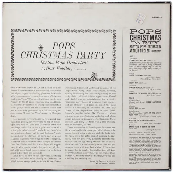 Arthur Fiedler / Boston Pops Orchestra - Pops Christmas Party 뒷면