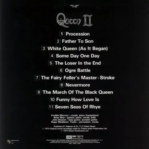 Queen - Queen II 뒷면