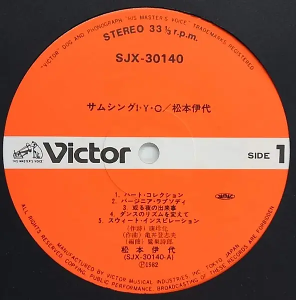 松本伊代 - サムシングI・Y・O  뒷면