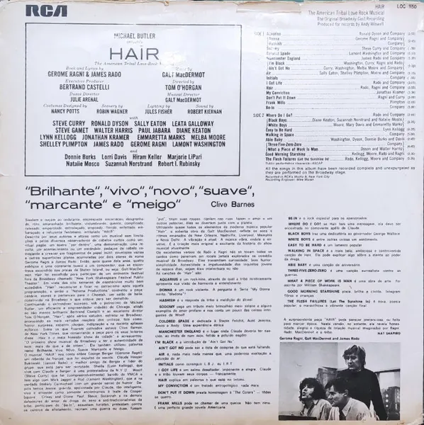 Various - Hair - The American Tribal Love-Rock Musical (The Original Broadway Cast Recording) 뒷면