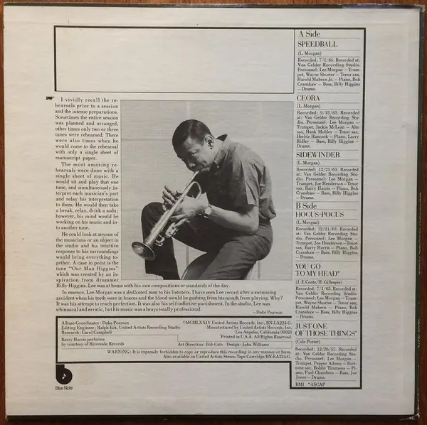 Lee Morgan - Memorial Album 뒷면