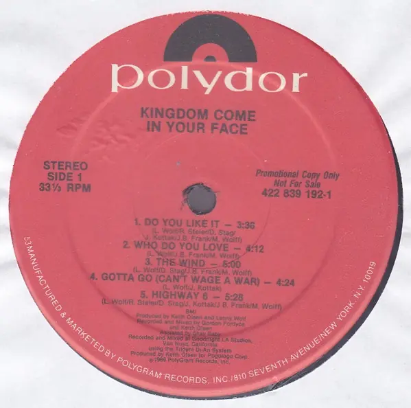 Kingdom Come - In Your Face 뒷면