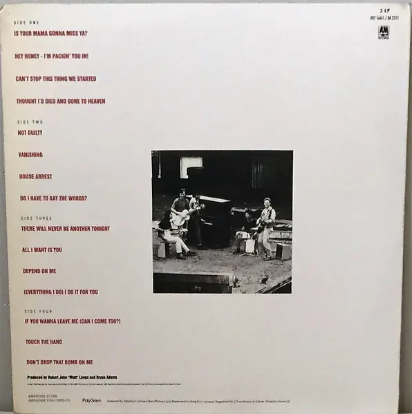 Bryan Adams - Waking Up The Neighbours 뒷면