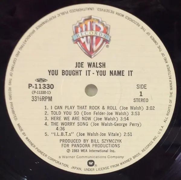 Joe Walsh - You Bought It - You Name It 뒷면