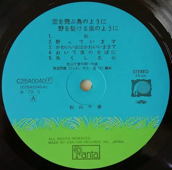 松山千春 - 空を飛ぶ鳥のように 뒷면