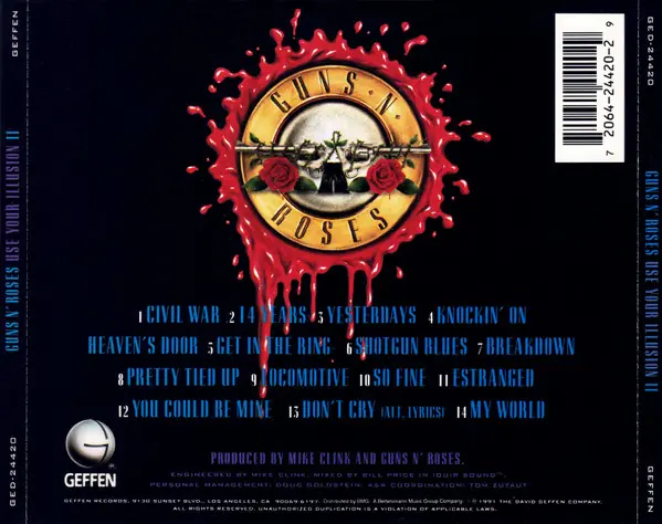Guns N' Roses - Use Your Illusion II 뒷면
