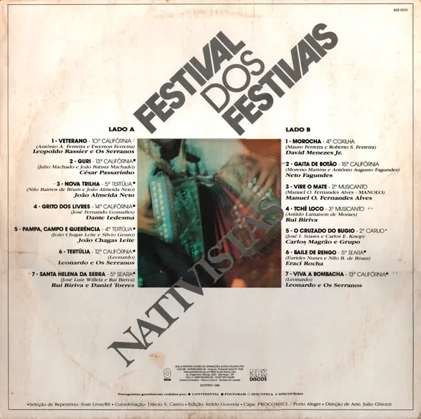 Various - Festival Dos Festivais Nativistas 뒷면
